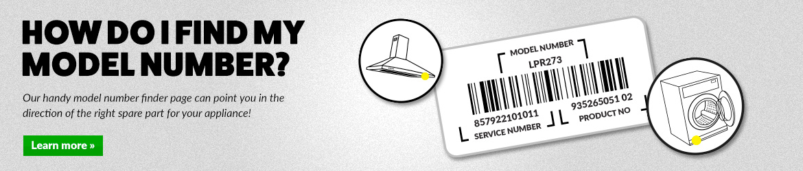 Examples of where you can find your model number on an appliance